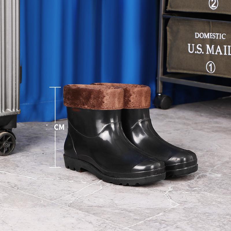 45Cm extra high thickened rain shoes men's warm and non-slip fishing tall velvet rain boots