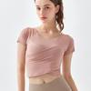 Women's Nude Feel Quick-Dry Yoga Crop Top - Short Sleeve, Sexy & Sports-Ready