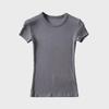 YPFF Summer Women's Solid Color Elastic Thread Basic Short-Sleeve Round Neck Top