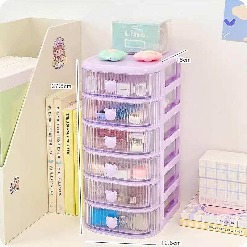 Desktop Multi-layer Drawer Storage Box Organizer Desktop Stationery Box Pen Holder Cute Children's Hair Accessories Storage Rack