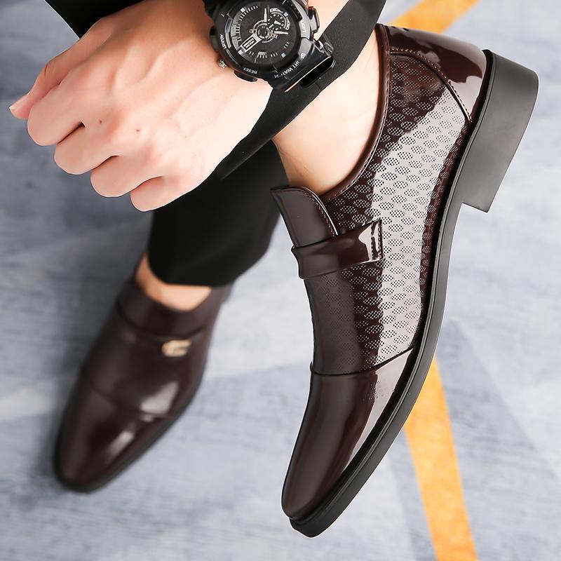 Fashion Pointed Toe Shiny Leather Formal Shoes Men'sWedding Party Work Loafers Lightweight Business Casual Shoes for Men New Dress Shoes