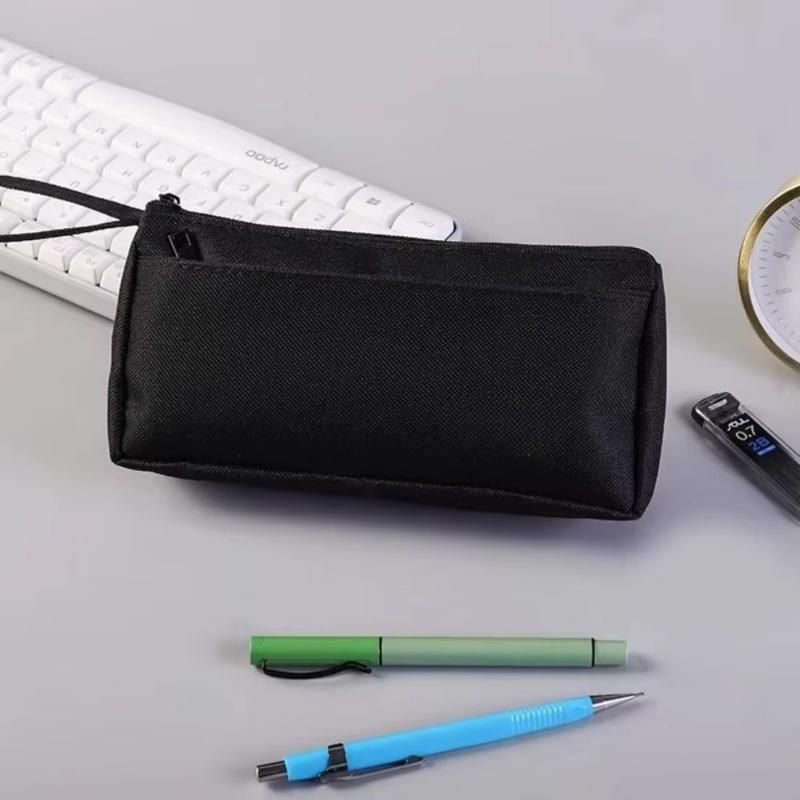 Black Oxford Fabric Pencil Case Large Capacity For Minimalist Student Stationery Storage Creative Stationery Storage Bag