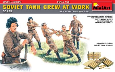MiniArt Scale Soviet Tank Crew Work Scene Plastic Model Kit with 5 Figures and Ammunition Box 1/35