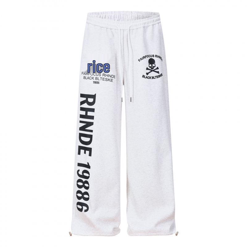 Guan Qu Retro Print Unisex Sweatpants - 2026 Spring Collection Large серый/белый