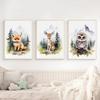 Watercolor Woodland Baby Animal Forest Bear Deer Fox Owl Wolf Poster Canvas Painting Nursery Wall Art Home Decoration