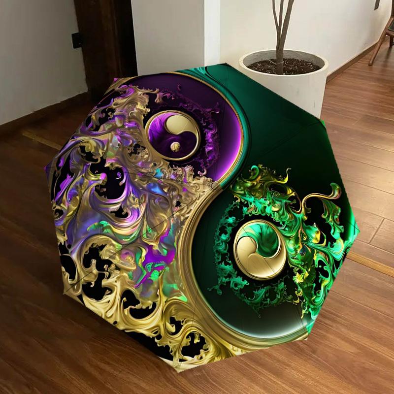 

1pc Yin Yang Symbol Automatic Open/Close Umbrella, Folding Compact Umbrella with Lightweight Design for Women/Men yy251011086