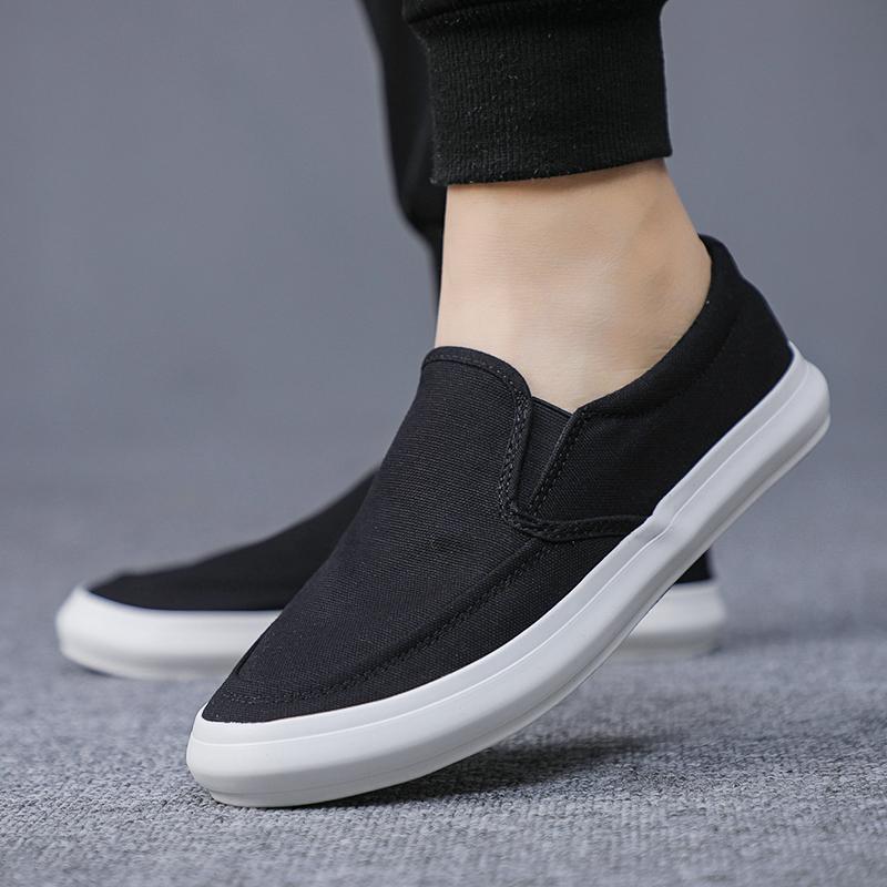 Men's Canvas Shoes Spring Autumn Leisure Anti-slip Working Lightweight Breathable Slip On White Shoes Men's Sneakers