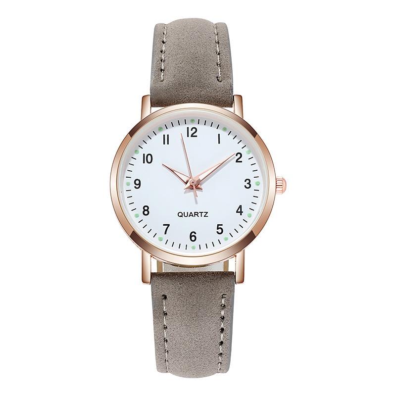 Male Female Analog Quartz Wrist Watch Student Glow Leather Strap Style Casual