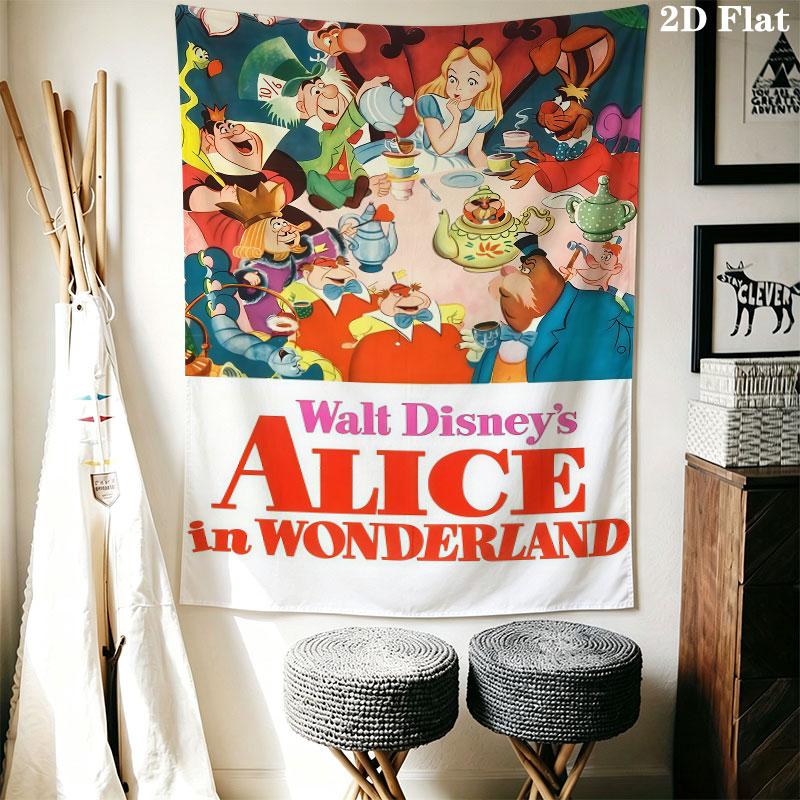 Alice Wonderland Spark Wall Hanging Printed Fabric Blanket Decorative Tapestries for Bedroom Living Room Home Decor