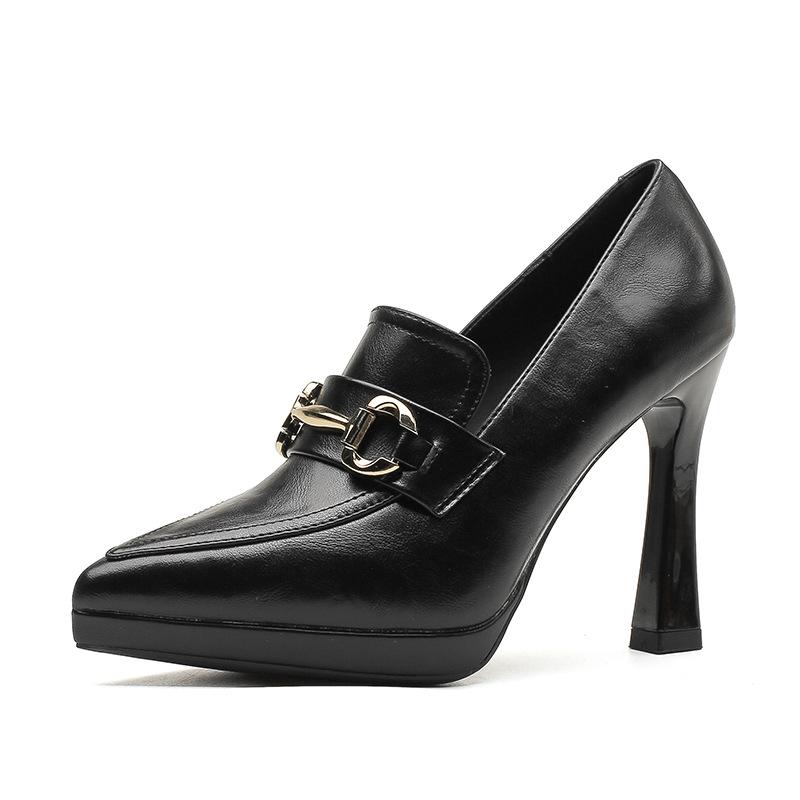 1-3 Sexy Waterproof Table Is Not Tired of Feet, High Heels for Women, Pointed Head, Thin Heel, Metal Buckle, Super High Heel Single Shoes for Women