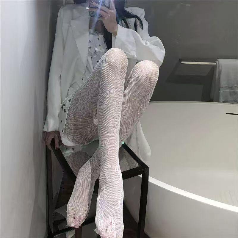 Milchweiße Spitze Vertikalstreifen Anti-Haft, Anti-Roll Strümpfe für Damen - Frühling/Sommer Mode.