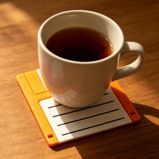 Yousheng 1 sada Retro Tech podtácky na diskety s držákem 3D tištěné podložky na pití ve stylu karet pro stůl Domov Tepelně odolné Unikátní dárek pro milovníky technologií &