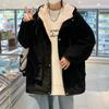 Lös herrjacka i plyschkord sammet - Tjock vinterkappa i lammsull, Koreansk stil ungdomstrend