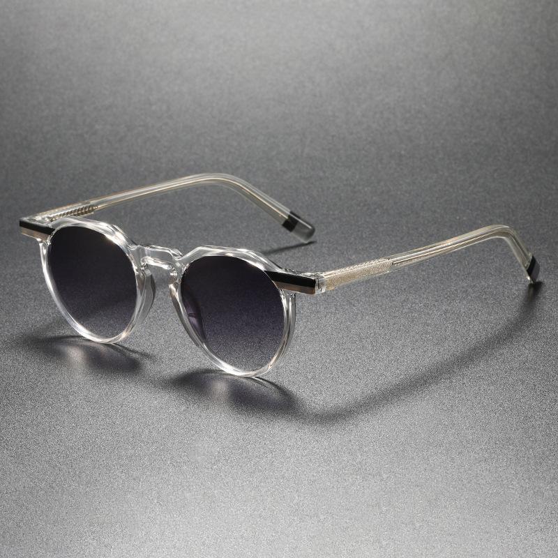 New Fashionable Elegant And Sophisticated Sunglasses Uv400 Color-Blocked Transparent Round Frame Uv-Protective Sunglasses