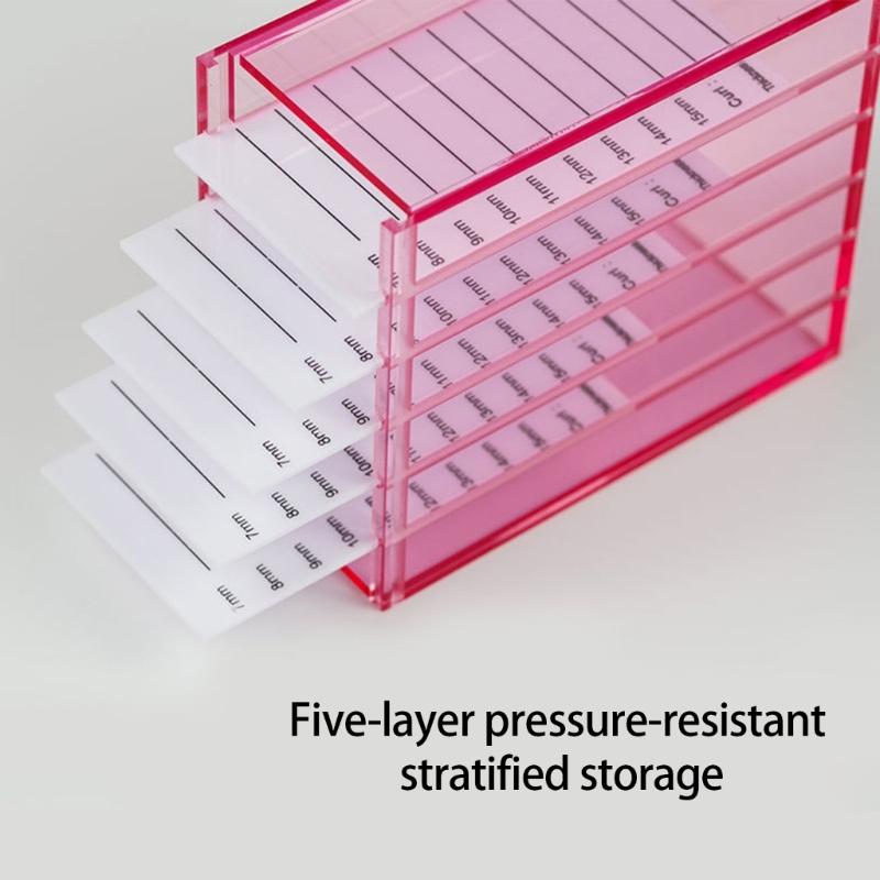 Scatola Contenitore per Ciglia Acrilica Trasparente a 5 Strati, Contenitore Espositore per Trucco, Custodia Portaciglia Strumento per Inserimento Estensioni Ciglia