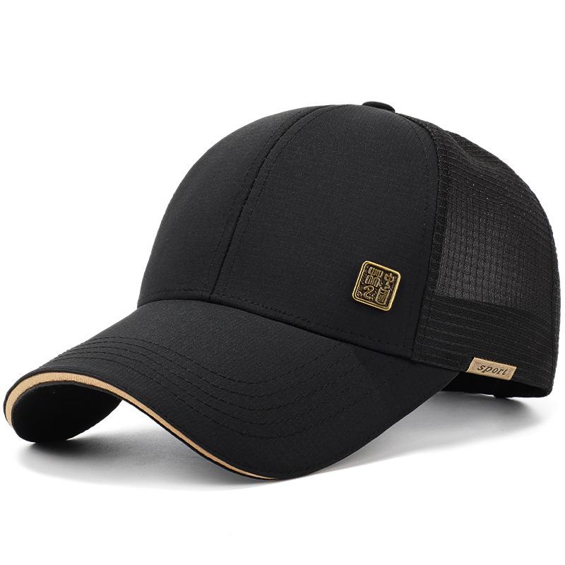 High-Quality Chinese Style Duckbill Baseball Cap with Iron Badge - Breathable Mesh for Outdoor Sun Protection Adjustable Size чёрный