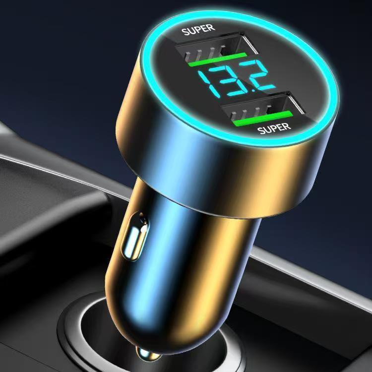 120W Dual Flash Car Charger with Digital Voltage Display for Super Fast Mobile Charging
