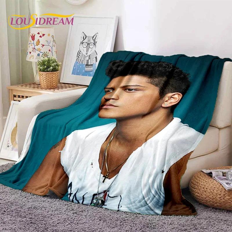 Bruno Mars 3D Sänger Star Weiche Flanelldecke für Betten Schlafzimmer Sofa Picknick, Überwurfdecke zum Zudecken im Freien Freizeit Nickerchen Geschenk