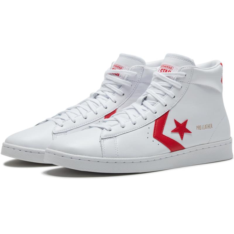 Converse Cons Pro Leather Casual High-Top Board Shoes Unisex Red & White