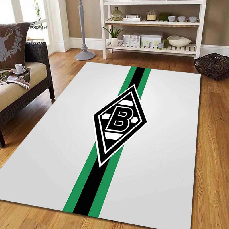 Borussia Mönchengladbach Flannel Pattern Square Carpet,Area Rug,Carpet Rug for Living Room Bedroom Sofa Playroom Decor,Non-slip Floor Mat