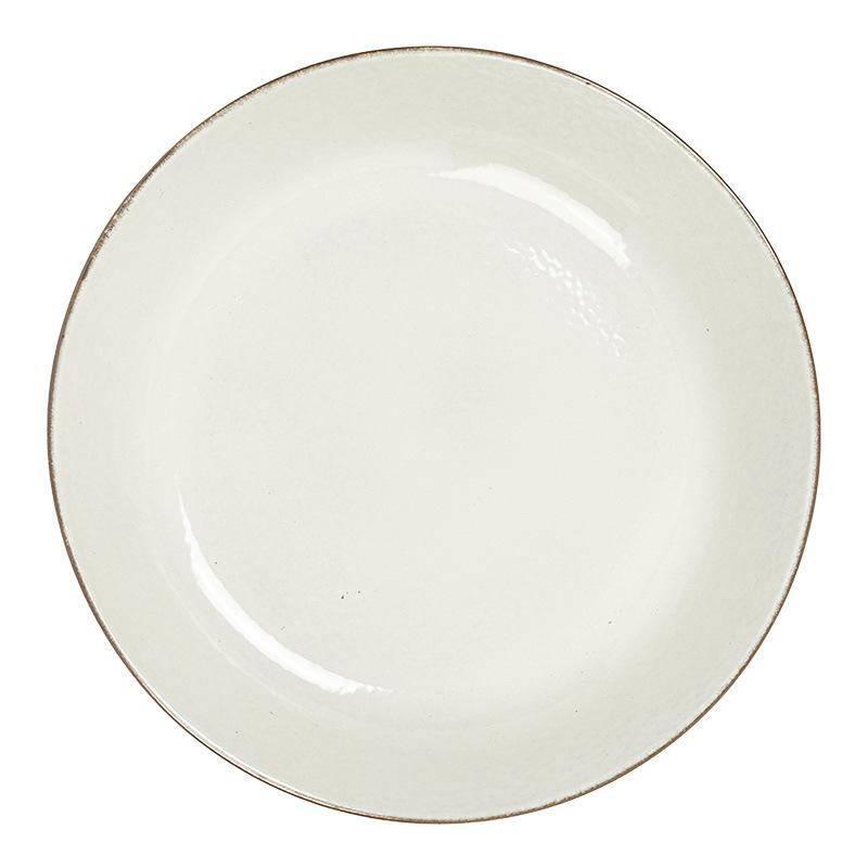 Large Plate Retro Style Deep Plate Ceramic Plate Home Restaurant Vegetable Plate Pasta Plate Salad Plate Tableware Coffee Bottom Plate