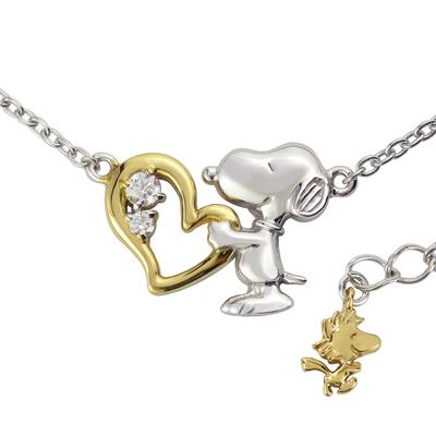 Colier din argint 925 Woodstock cu inimă de îmbrățișare, ediție limitată, pentru femei [Snoopy]