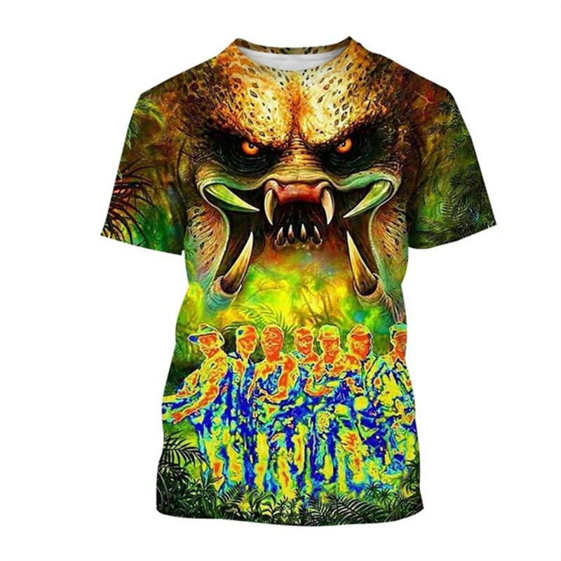 3D Printed Predator Graphic Men's T-shirt Fashionable Hip-hop Street Clothing Summer Outdoor Breathable Short Sleeve O-neck Top