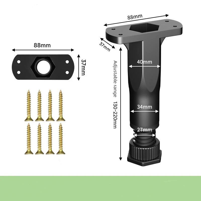 4 Stück Verstellbare Bettgestell Stützbeine Kunststoff Teleskop Stützfüße Schlafsofa Schrankboden Tragwinkel