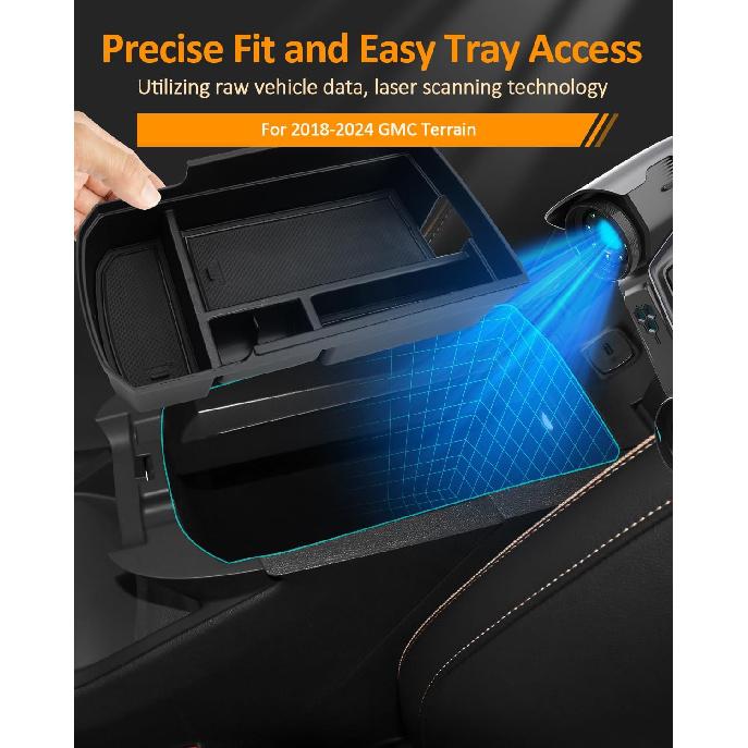 CDEFG for GMC Terrain 2018-2024 Center Console Organizer Tray for Terrain 2022 2023 2024 SLE, SLT, AT4, Denali Accessories Armrest Storage Box Insert