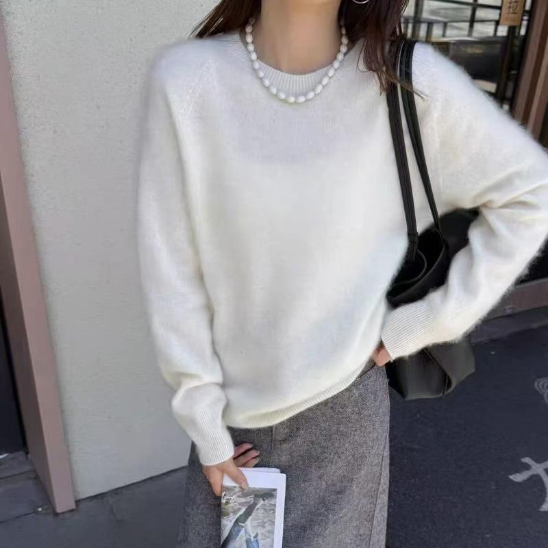 VEZFAA Maglioni a girocollo a maniche lunghe con stampa tinta unita, casual, autunno inverno, da donna