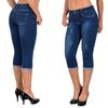 Summer Women Fashion High Waist Skinny Jeans Knee Length Denim Capri Pants