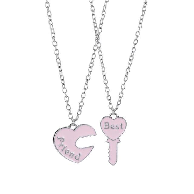 Zircon Best Friend Zircon Love Couple Pendant Necklace 2 Pcs/ Set Rainbow Broken Heart BFF Good Friends Friendship Jewelry Gift