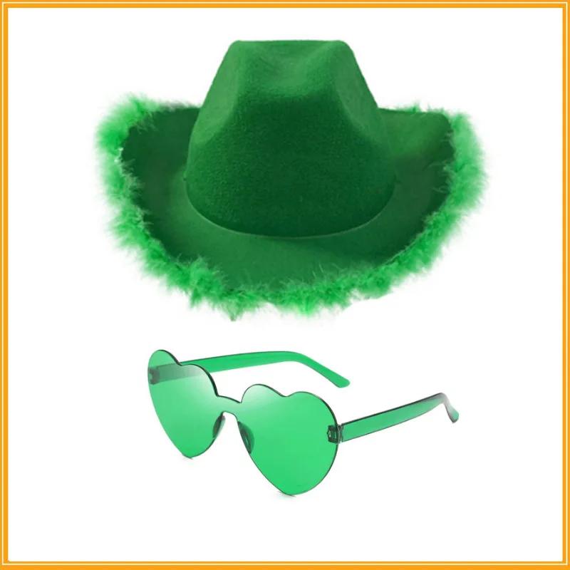 

Набор из 2 ковбойских шляп и очков - Романтические парные аксессуары для свадьбы, маскарадных вечеринок и косплея. Сделано из полиэстера