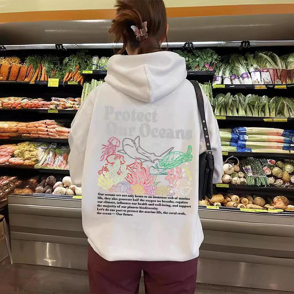 2025 Women's Fleece-Lined Hoodie with Letter Print and Kangaroo Pocket