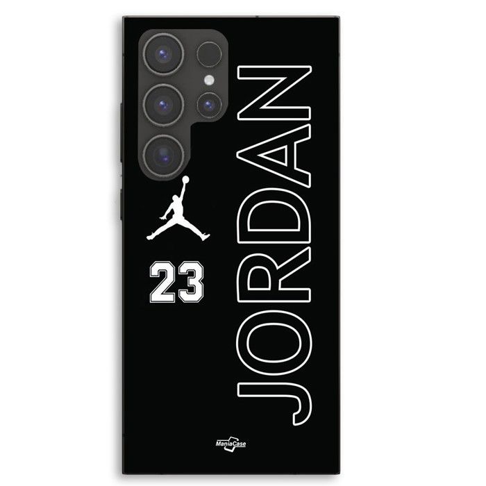 Etui na telefon - MANIACASE - Samsung Galaxy S23 Ultra - Czarne - Silikon TPU - Logo Jordan 23