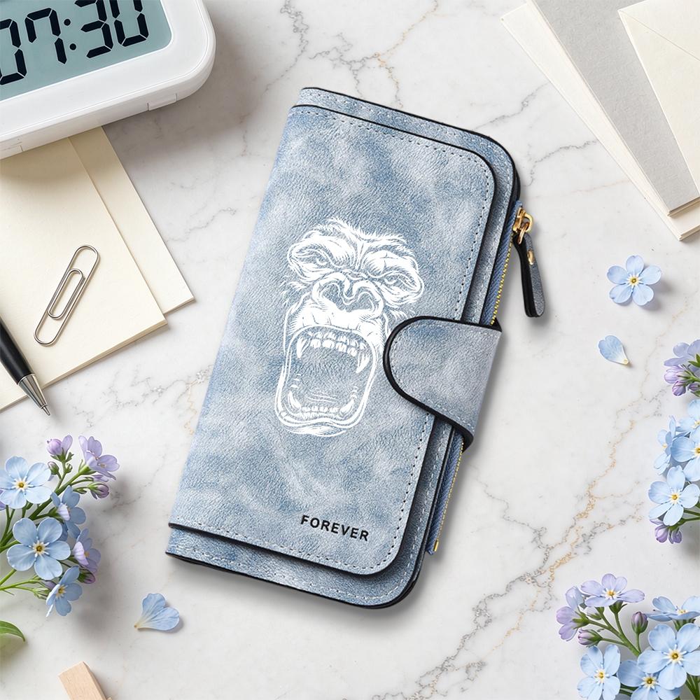 Gorilla Pattern Long Wallet Stylish Durable Card Cash Holder Casual Daily Portable Purse