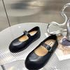 Fashion Women's Fashion Flat Shoes Spring New Round Head Shallow Mouth Metal Buckle A Word with Anti-slip Wear-resistant Single Shoes
