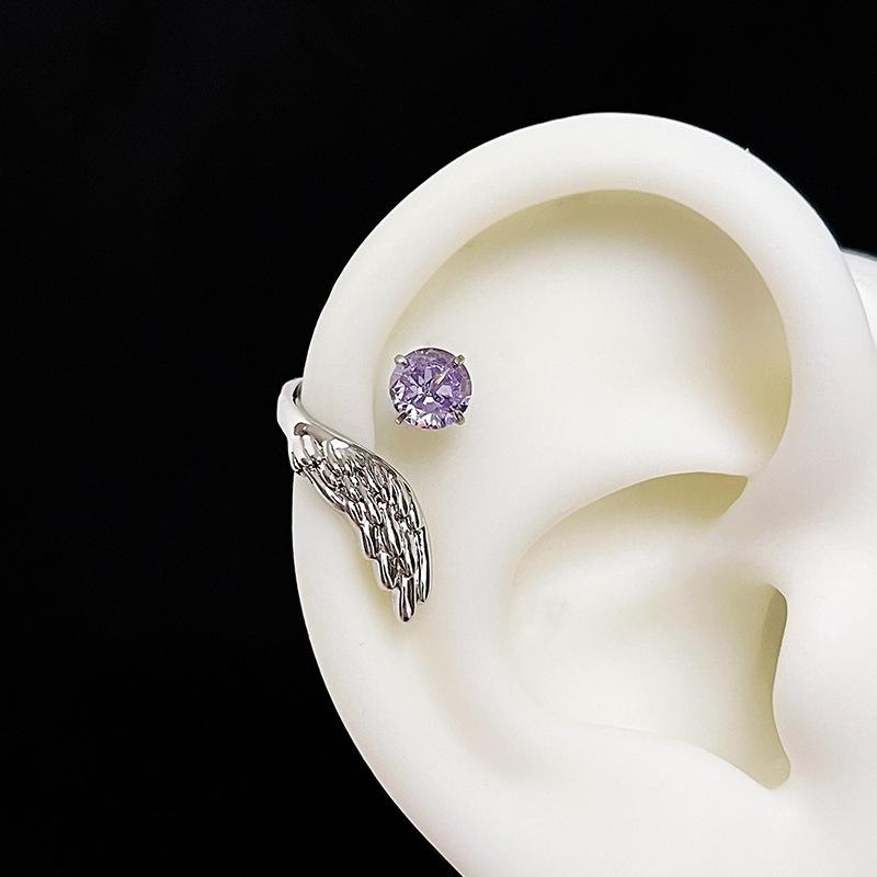 LATS 1pcs Copper Color Wing Ear Bone Nail for Women New Fashion Zircon Earrings Accessories Fashion Zircon