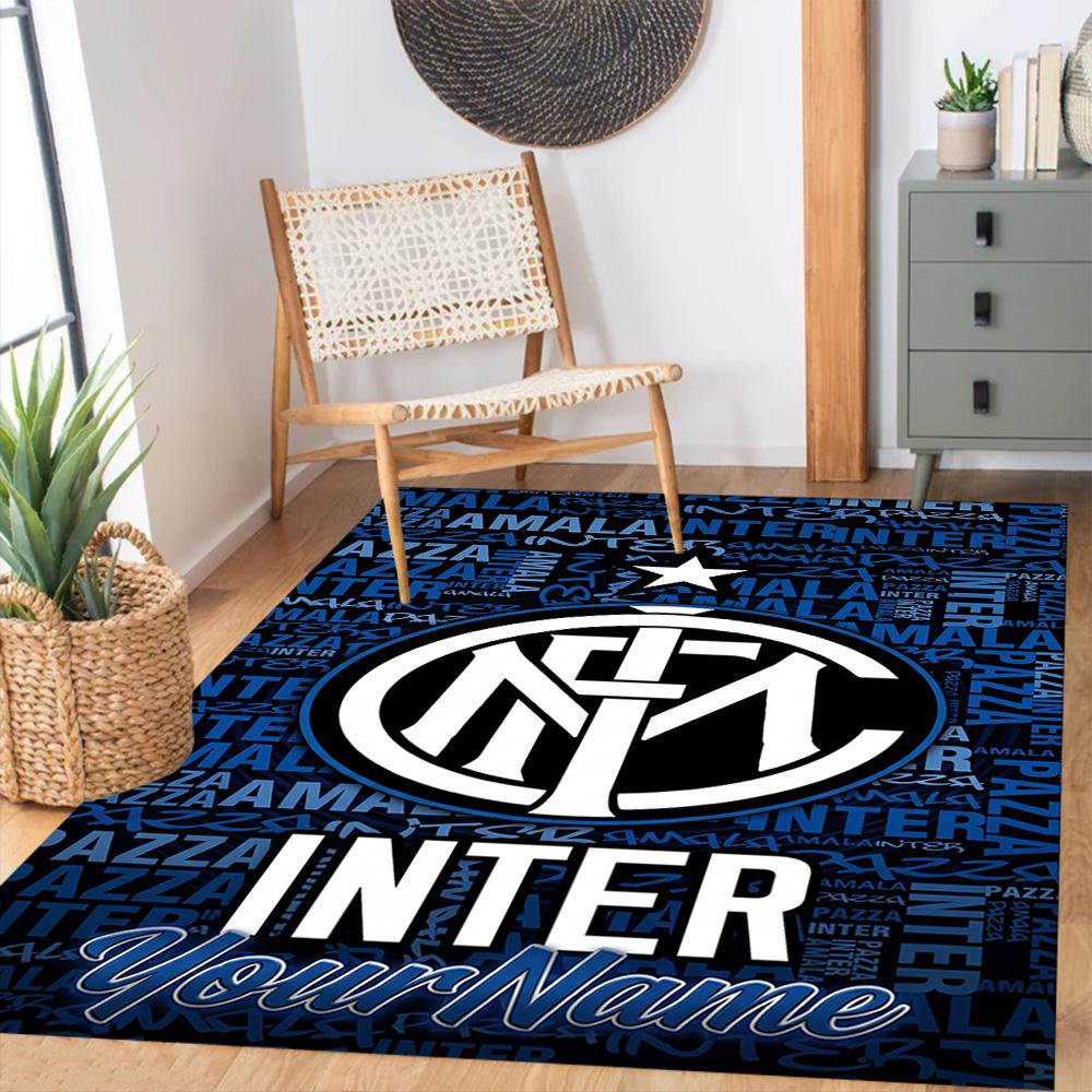 Inter Milan Customized Name Area Rug Design for Entryway Hallway Bedrooms Study room Anti-slip Rug Office home decor Perfect Gift for Women/Men