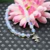 6mm Classic Round Moonstone Opal Beads Natural Stone Bracelet Hand Chain Women Girls Umbrella Pendant Tibet Silvercolor Jewelry