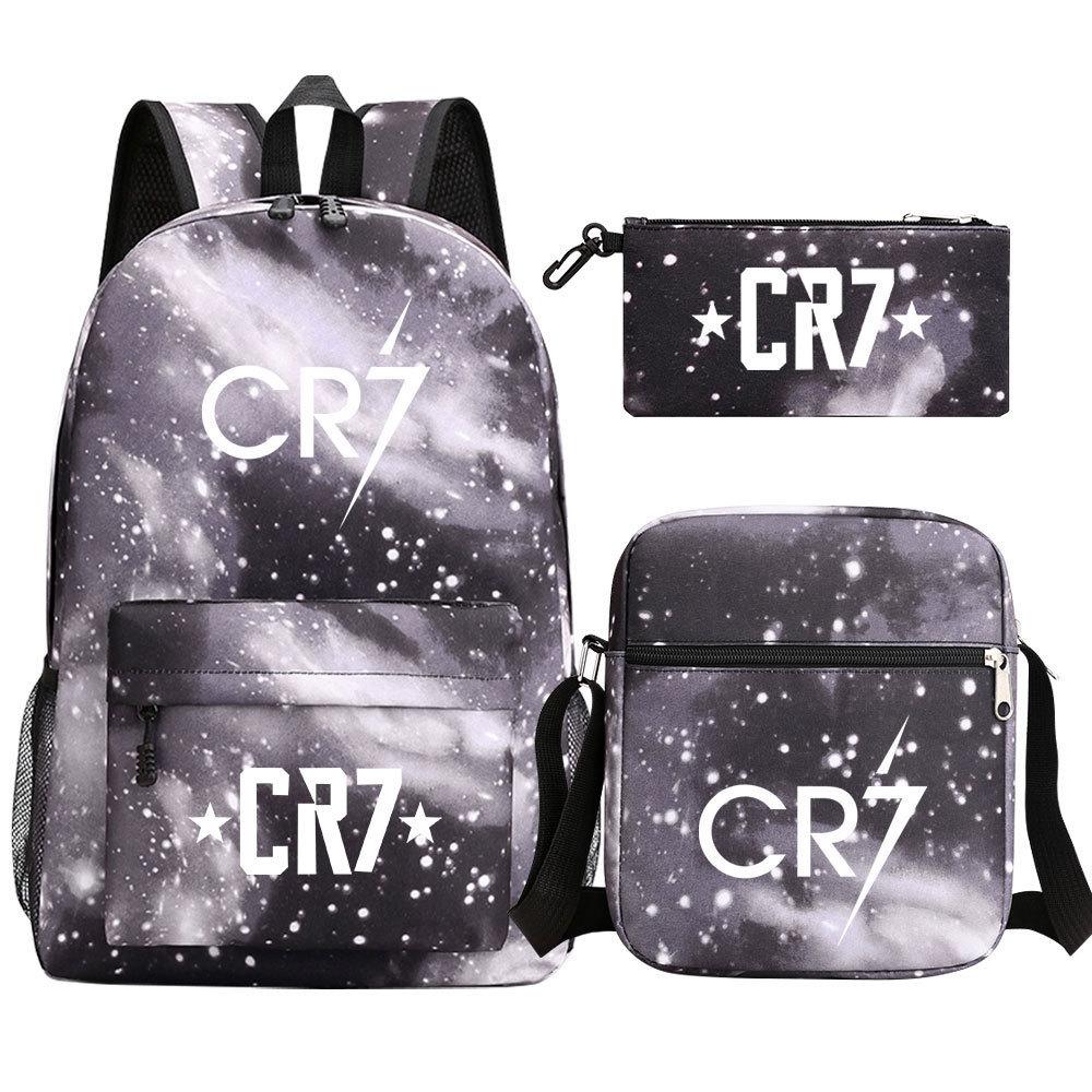 3-delige Schoolrugzakset voor Studenten Grote Capaciteit Oxford Stof Schooltas met Schouderband en Etui Cristiano ronaldo three-piece suit