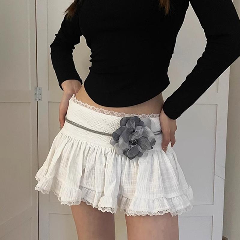 Women Braided Waist Belt Bohemian Style Waist Rope with Flower Decors Decorative Teens Girl Dress Shirt Waist Belt