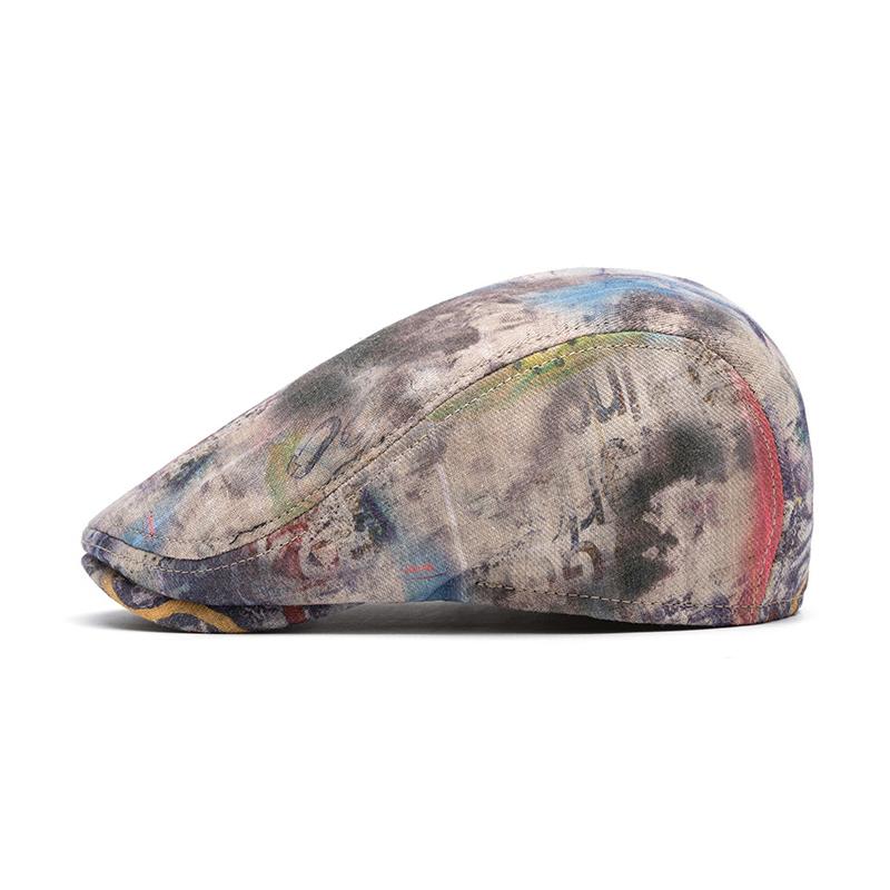 Tie-Dye Beret Women's Spring Summer Thin Cap Graffiti Forward Cap Men Newsboy Hat