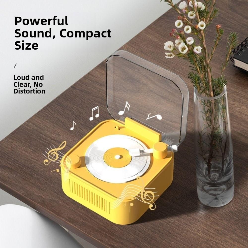 Bluetooth 5.0 Vintage Vinyl Record Speaker Stereo Sound Desktop Alarm Clock Speaker  Vintage Style