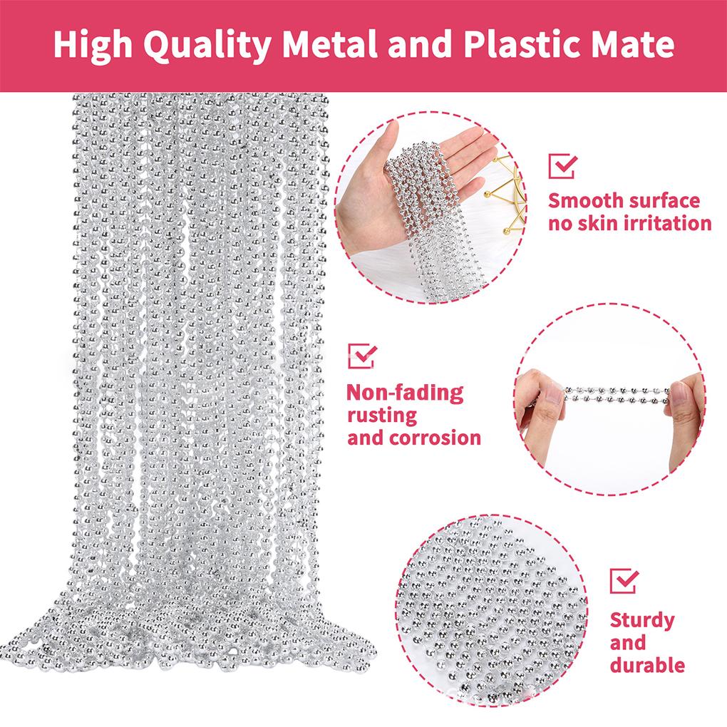 2025 48 Stück loser Satz - Violett, Silber, Gold, Grün, Party-Perlen, Wiederverwendbar, Karneval, Leicht, Dekoration (6MM84cm)