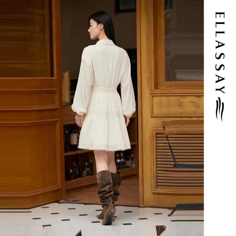 ELLASSAY Women's Lyocell Blend Gradient Tiered Lace Shirt Dress