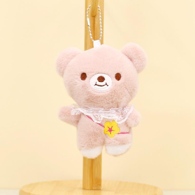 Adorable Teddy Bear Plush Keychain Cute Cartoon Animal Bag Accessory Couple Charm Mauve Bear