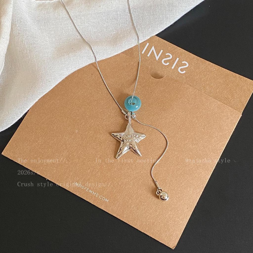 Colorful Star Pendant Necklace for Women - Adjustable, High-End Clavicle Chain