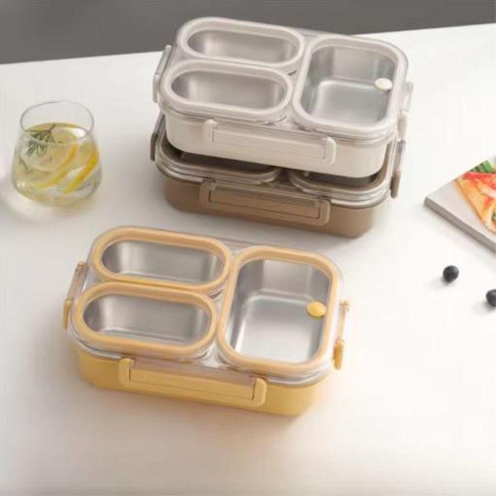 Sealed Stainless Steel Lunch Box Rectangle Rectangle Lunch Box 2/3 Gird Food Storage Box  Outdoor