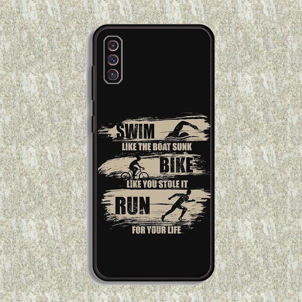 

Triathlon Swim Bike Run Tri Life Phone Case For Samsung S23,23,22,30,21,10,9,Note20 Ultra,Lite,Ultra,5G,Plus,FE,Black Soft Case Samsung S23plus5G